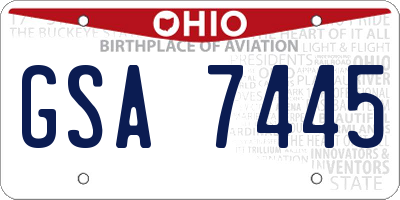 OH license plate GSA7445