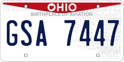 OH license plate GSA7447