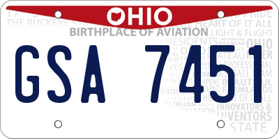 OH license plate GSA7451
