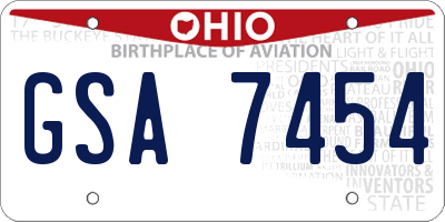 OH license plate GSA7454