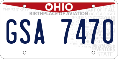 OH license plate GSA7470