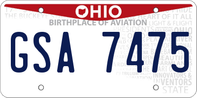 OH license plate GSA7475