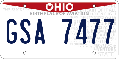 OH license plate GSA7477