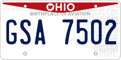 OH license plate GSA7502