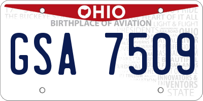 OH license plate GSA7509