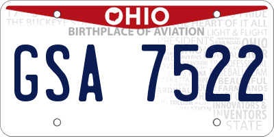 OH license plate GSA7522