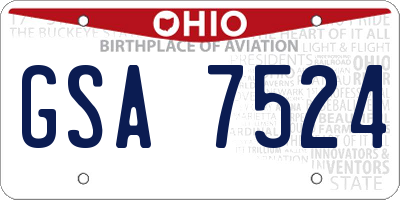 OH license plate GSA7524