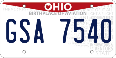 OH license plate GSA7540