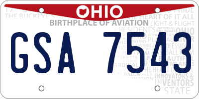 OH license plate GSA7543