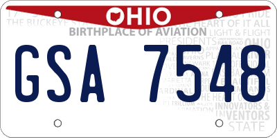 OH license plate GSA7548