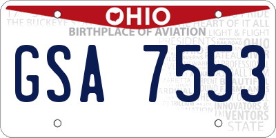 OH license plate GSA7553