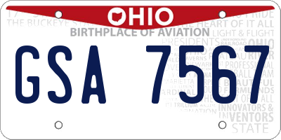 OH license plate GSA7567