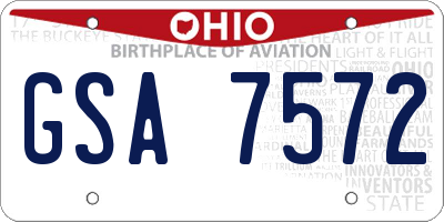 OH license plate GSA7572