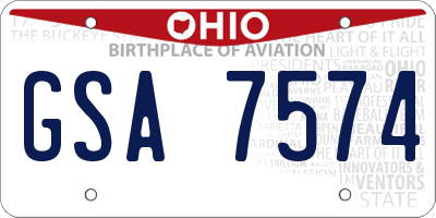 OH license plate GSA7574