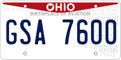 OH license plate GSA7600