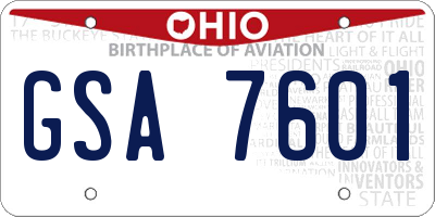 OH license plate GSA7601
