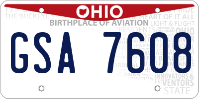 OH license plate GSA7608