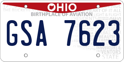 OH license plate GSA7623