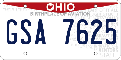 OH license plate GSA7625