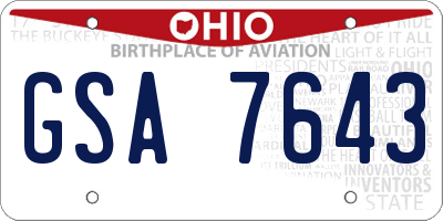 OH license plate GSA7643