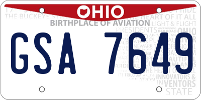 OH license plate GSA7649