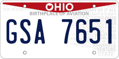 OH license plate GSA7651