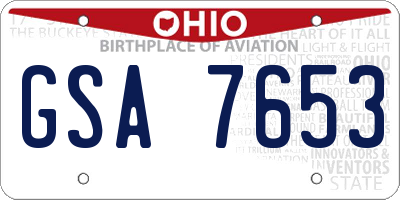 OH license plate GSA7653