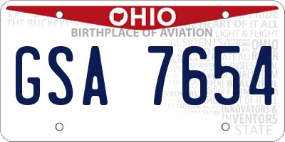 OH license plate GSA7654