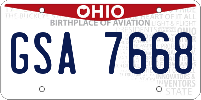OH license plate GSA7668