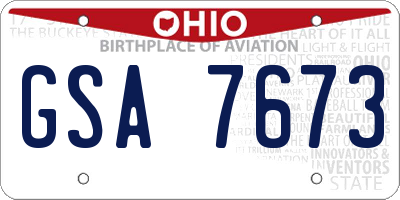 OH license plate GSA7673