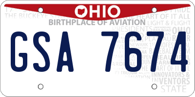 OH license plate GSA7674