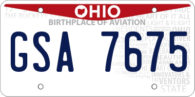 OH license plate GSA7675