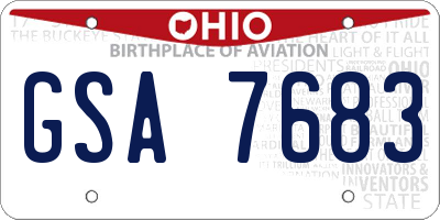 OH license plate GSA7683