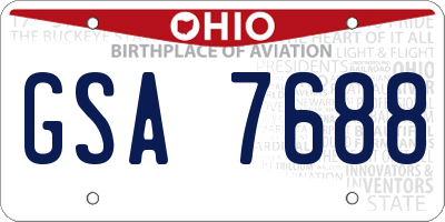 OH license plate GSA7688