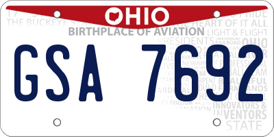 OH license plate GSA7692
