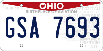 OH license plate GSA7693