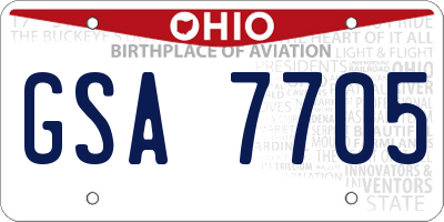OH license plate GSA7705