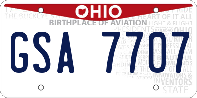 OH license plate GSA7707