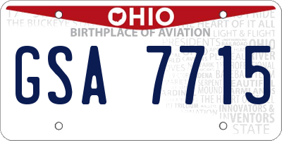 OH license plate GSA7715