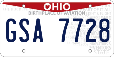 OH license plate GSA7728
