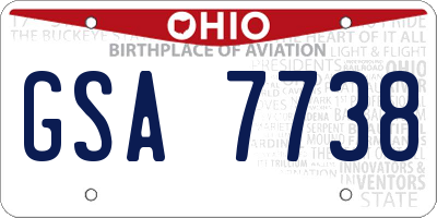 OH license plate GSA7738