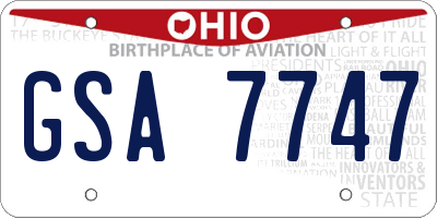 OH license plate GSA7747