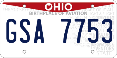 OH license plate GSA7753