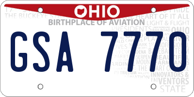 OH license plate GSA7770