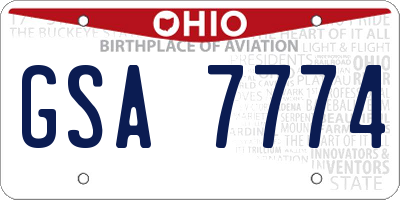 OH license plate GSA7774