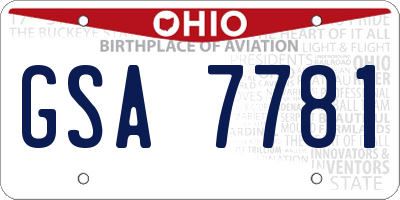 OH license plate GSA7781