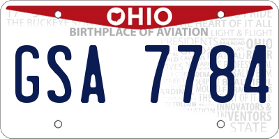 OH license plate GSA7784