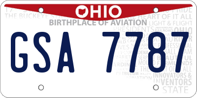OH license plate GSA7787