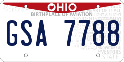 OH license plate GSA7788