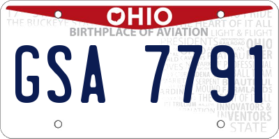 OH license plate GSA7791